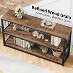 LVB Rustic 3 Tier Entryway Table, Industrial Long Wood Sofa Table Behind Couch - Image 9