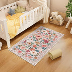 DUKINO 2x4 Entryway Rug, Floral Washable Kitchen Rugs Non Slip, Soft Indoor - Image 4