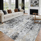 9x12 Area Rugs for Living Room Washable Bedroom Dining Room Black Grey Gold | - Image 9