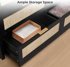 SICOTAS 7 Drawer Dressers for Bedroom Set 2, Long Rattan Dresser, Dresser TV - Image 6