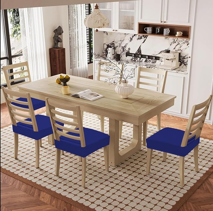 Smiry Waterproof Seat Covers for Dining Room Chairs Set of 4, Stretch Jacquard - Image 8