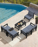 SERWALL HDPE Patio Conversation Set, 6-piece Sectional Outdoor Furniture Set - Image 5