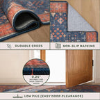 Navy Blue Washable Hallway Runner Rug 2x10 Non Slip Rugs - Image 5