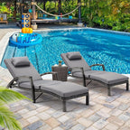 HOMREST Chaise Lounge Chairs Set of 2, PE Rattan Wicker Patio Lounge Chair by HOMREST