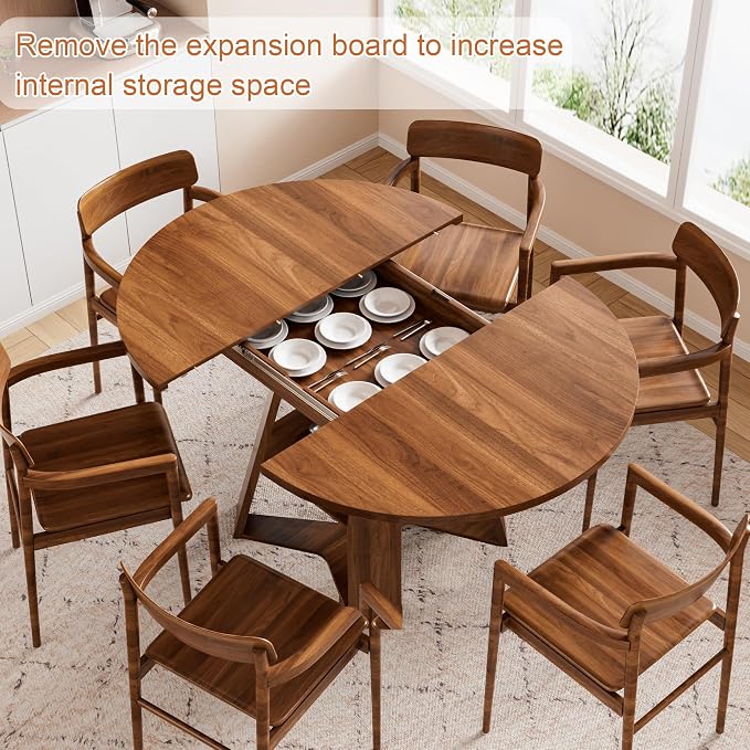 43.3in-59in Extendable Round Dining Table - Image 5