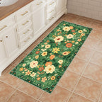 DUKINO 2x4 Entryway Rug, Floral Washable Kitchen Rugs Non Slip, Dark Green | - Image 4