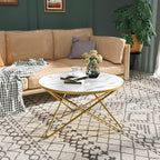 HLR Round Coffee Table with White Faux Marble Top - Image 10