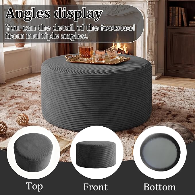 BSHOMGI Round Boneless Ottoman Oversized Ottomans - Image 4