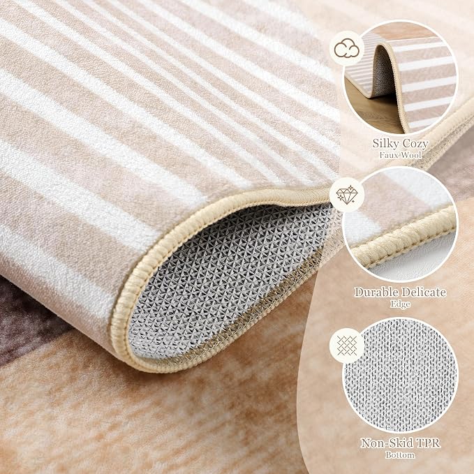 Ompaa Living Room Rug 5x8 Orange Area Rug Machine Washable Rug Non Slip Indoor - Image 4