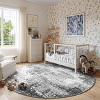 Round Area Rugs 6ft Washable Grey Circle Rug - Image 4