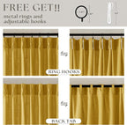 Mustard Yellow Pleated Semi Sheer Linen Curtains 102 Inches Long 2 Panel | - Image 5