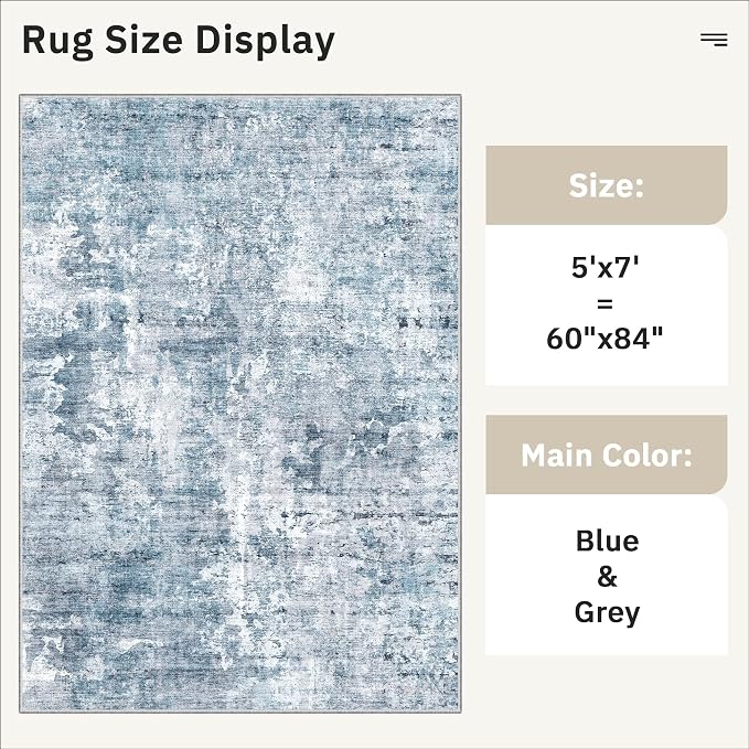 Soalmost Abstract Rug 5x7 Washable Area Rugs - Image 5