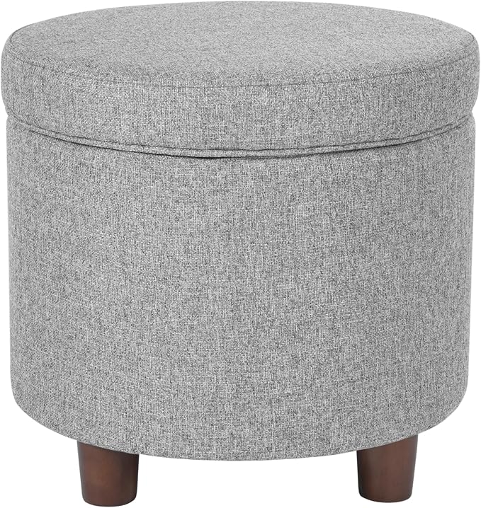 Homepop Home Decor | Upholstered Round Storage Ottoman | Ottoman - Image 7