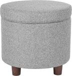 Homepop Home Decor | Upholstered Round Storage Ottoman | Ottoman - Image 7