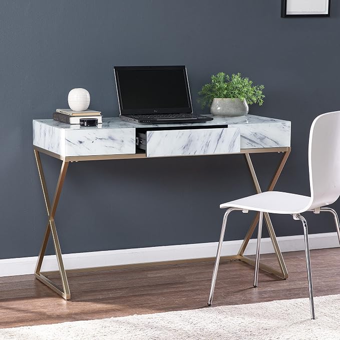SEI Furniture - Kamblemore Faux Marble Writing Desk - Transitional Design - Image 2