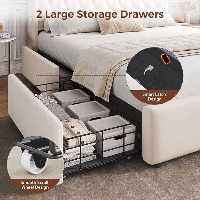 Queen LED Velvet Bed Frame - Image 6