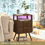 JOONEE Nightstand with Charging Station and LED Lights, Modern Bedside Table - Image 7