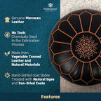 Marrakesh Gallery Genuine Leather Round Pouf Unstuffed - Image 3
