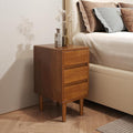 Nightstand with 3 Drawers Narrow Night Stand Solid Wood Bedside Table Mid by IUNVR