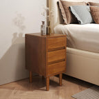 Nightstand with 3 Drawers Narrow Night Stand Solid Wood Bedside Table Mid by IUNVR