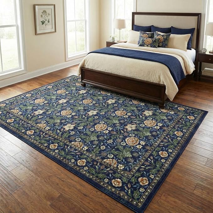 GarveeHome Washable Area Rug 6x9, Soft Vintage Floral Bedroom Rug Non Slip Low - Image 3