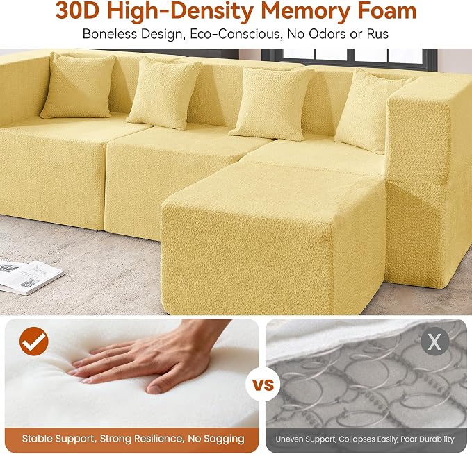 MONVANE Modular Sectional Sofa, Oversized 8 Seat Convertible U Shaped Couch - Image 4