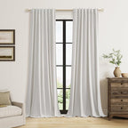 Natural Extra Long 100% Black Out Curtains 120 Inch Length 2 Panels Set by Guken