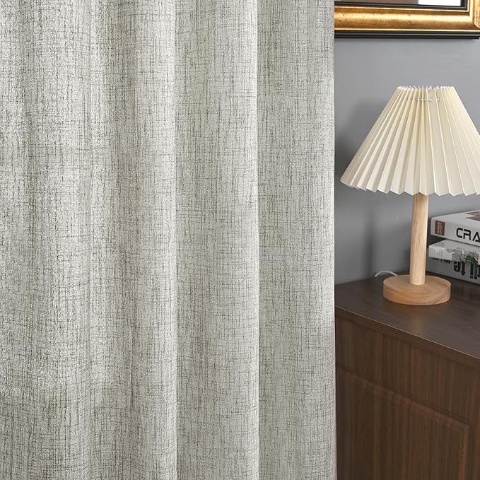 YoungsTex Linen Curtains for Living Room 52 X 80 Inch Length 2 Panels | Light - Image 5