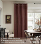 86 Inch Vintage Linen Rust Brown Pleated Semi Sheer Curtains 50 Inch Wide | - Image 6