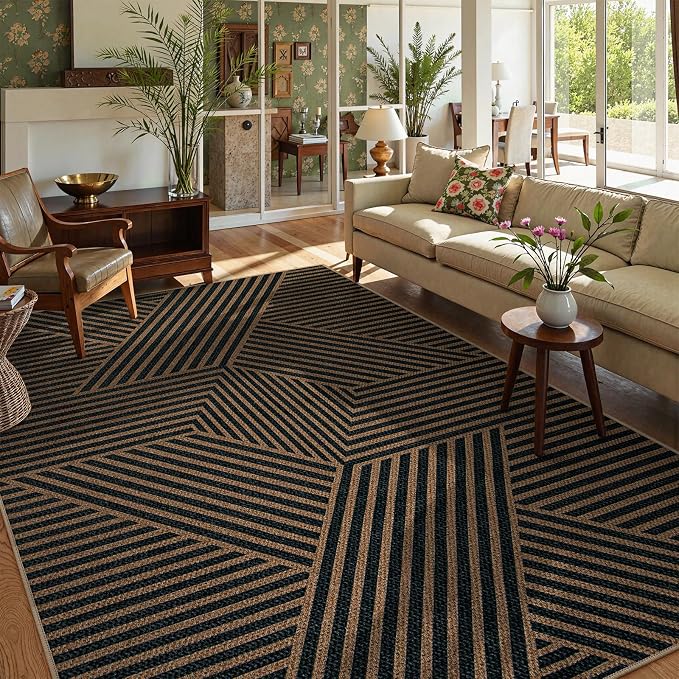 Lahome Modern Geometric Easy Jute Carpet, 6x9 Area Rugs - Image 7