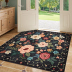 DUKINO 4x4 Square Area Rug, Soft Floral Washable Rug - Image 6