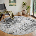 Round Rug 5ft Washable Rug for Dining Room Living Room Black Grey Gold | Modern by Aelenmu