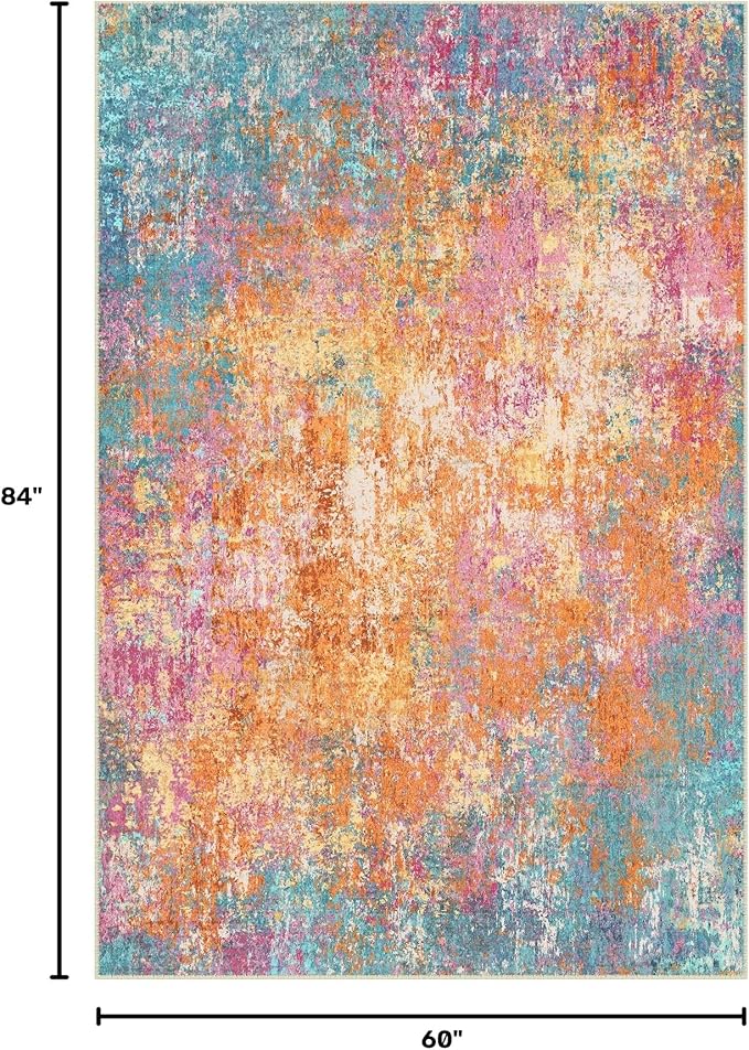 RELEANY Washable 5'x7' Abstract Area Rug - Image 2