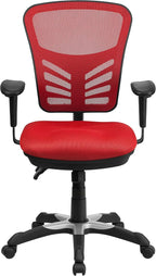 Flash Furniture Nicholas Mid-Back Red Mesh Multifunction Executive Swivel - Image 5