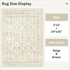 Soalmost 2x3 Washable Rugs for Kitchen Entryway, Small Area Rug Beige/Brown | - Image 5