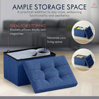 Ornavo Home Small Storage Ottoman Foldable Collapsible Rectangle Linen Ottoman - Image 3