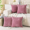 Set of 4 Pink Decorative Throw Pillow Covers 24x24 Inch Corduroy Pillow Covers by Cozoomy