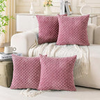 Set of 4 Pink Decorative Throw Pillow Covers 18x18 Inch Corduroy Pillow Covers by Cozoomy
