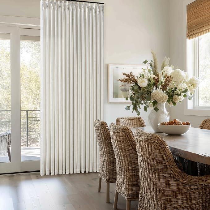 Natural Cream Semi Sheer Pinch Pleat Linen Back Tab Curtains 120 Inch Long | - Image 7