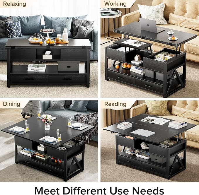 Memobarco 40" Lift Top Coffee Table, 4 in 1 Multi-Function Lift Coffee Tables - Image 7
