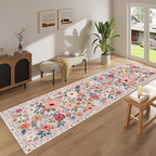 DUKINO 3x10 Runner Rug, Floral Washable Kitchen Runner Rug Non Slip, Low Pile - Image 3