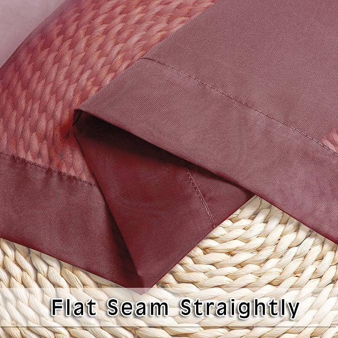 2 Panels Window Burgundy Sheer Curtains 42" x 45" Inches - Image 6