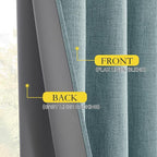 NICETOWN 100% Blackout Skylark Blue Linen Curtains 90" Length - Image 8