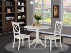 East West Furniture DLBO3-WHI-W 3 Piece Dining Room Table Set Contains a Round - Image 2