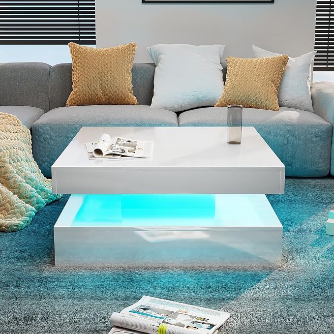 HedoAjim White LED Coffee Table - Image 5