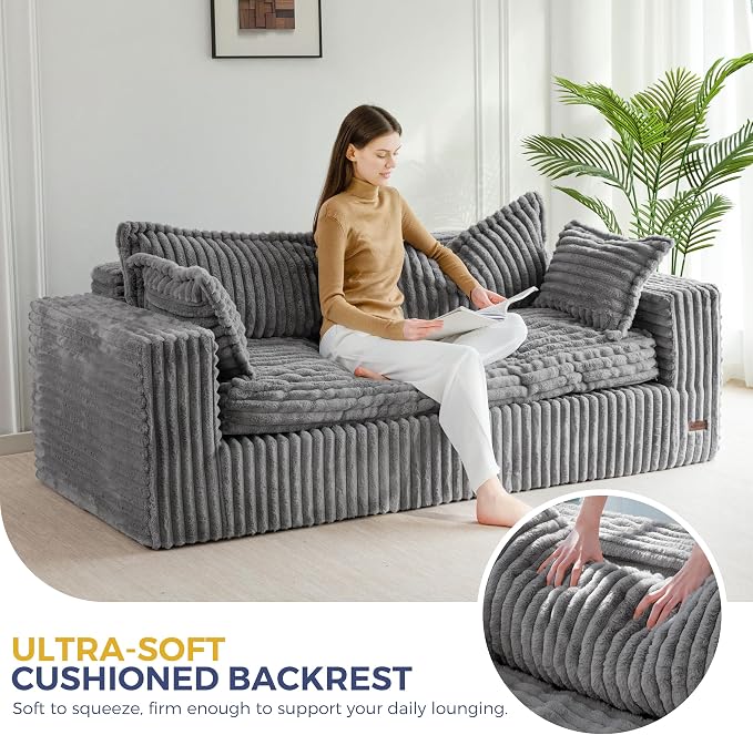 MAXYOYO 76" Bean Bag Sofa Couch, Loveseat Boneless Couch in a Box, Upholstered - Image 8