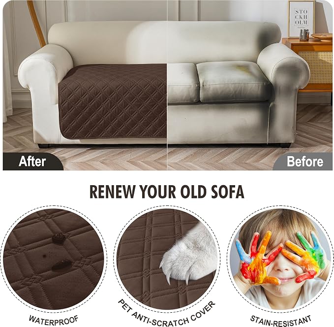 Genina Waterproof Couch Cover, Washable Anti-Slip 51 inch Loveseat Sofa Covers - Image 4