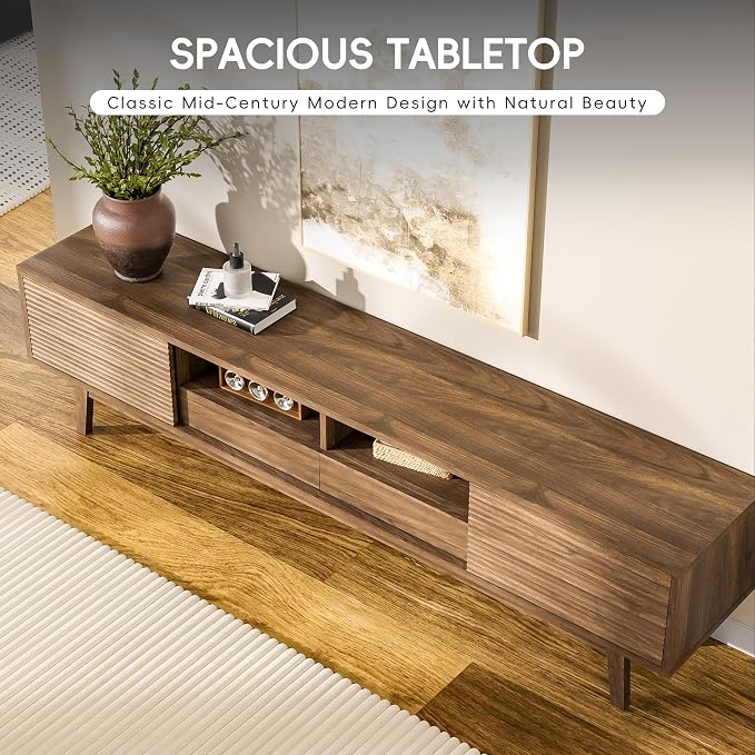 MU 70 Inch TV Stand for TVs up to 80 Inch, Mid Century Modern TV Console - Image 4