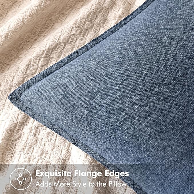 MIULEE Decorative Linen Pillow Covers 20x20 Inch Blue Ashes | Boho Farmhouse​ - Image 2