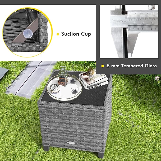 COSTWAY 3-Piece Patio Furniture Set, Outdoor Wicker Rattan Sofa - Image 6